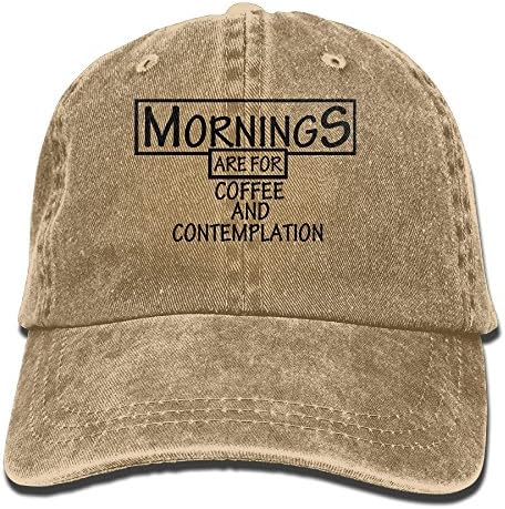 Johnflick Unisex Denim Hats,Mornings Are For Coffee And Contemplation,sports Cap,baseball Hats, Washed Denim Polo Style Baseball Cap Hat