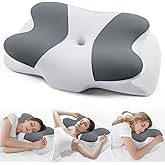 DONAMA Cervical Neck Pillow- Ergonomic Pillows for Pain Relief, Contour Memory Foam Pillow for Side/Back/Stomach Sleepers, CertiPUR-US Certified with Cooling Ice Silk Pillowcase