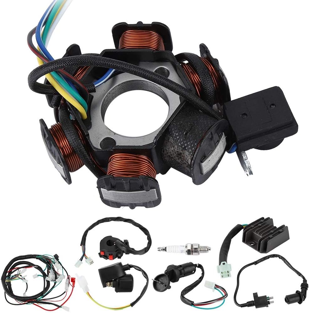 Complete GY6 150cc 125cc Electrical Wiring Harness Kit - Stator, Magneto, CDI, Rectifier, Ignition Coil