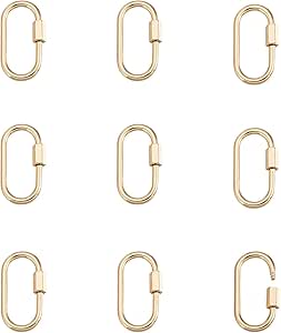Pandahall 5Pcs Brass Oval Screw Carabiner Lock Charms Clasps 17.3x10.5x2mm Real 18K Gold Long-Lasting Plated Micro Pave Cubic Zirconia Keychain Clip