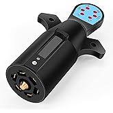 Nilight 7 Pin Male Trailer Round RV Blade Connector Socket 7 Pole Plug Heavy Duty 7 Way Vehicle Side Replacement 6-24V for Tow Hitch Car Boat Truck