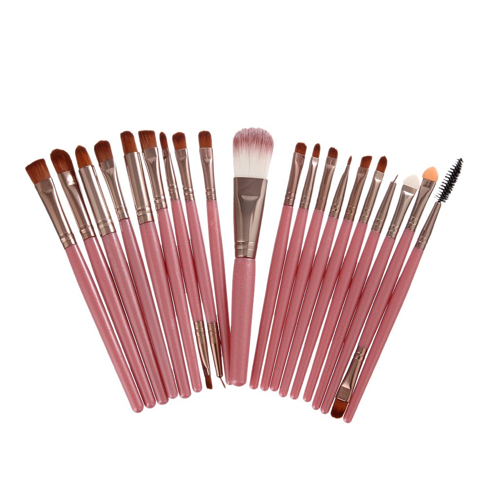 Angeltyr 20 Pieces Professional Makeup Brushes Set - Foundation Eyeshadow Eyeliner Eyebrow Concealer Lip Brush (Pink) (608803023198)