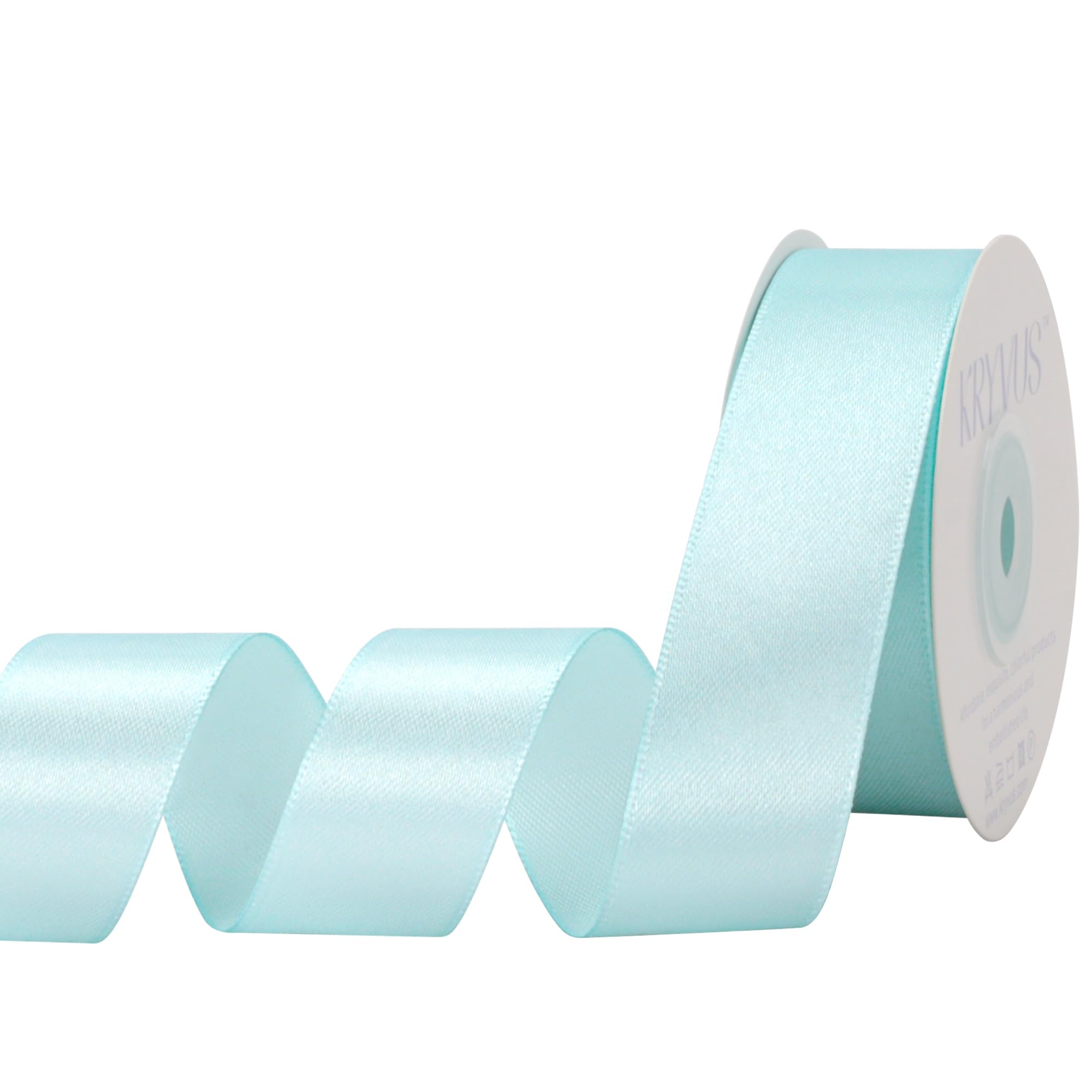 Kryvus Light Blue Satin Ribbon, 25mm x 22M Single Face Light Blue Ribbon, Solid Color Satin Ribbon Perfect for Gift Wrapping, Crafts, Bow Making, Sewing and Wedding Decorations