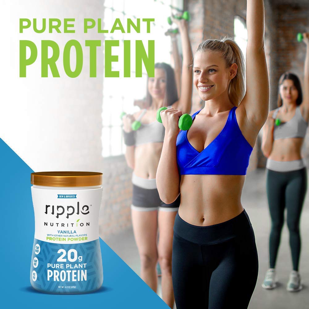 Ripple Vegan Protein Powder, Vanilla | 20g Clean Plant Based Pea Protein | Non-GMO, Non-Dairy, Soy Free, Gluten Free, Lactose Free | For Smoothies, Shakes, Workout Recovery and Meal Replacement: Grocery & Gourmet Food
