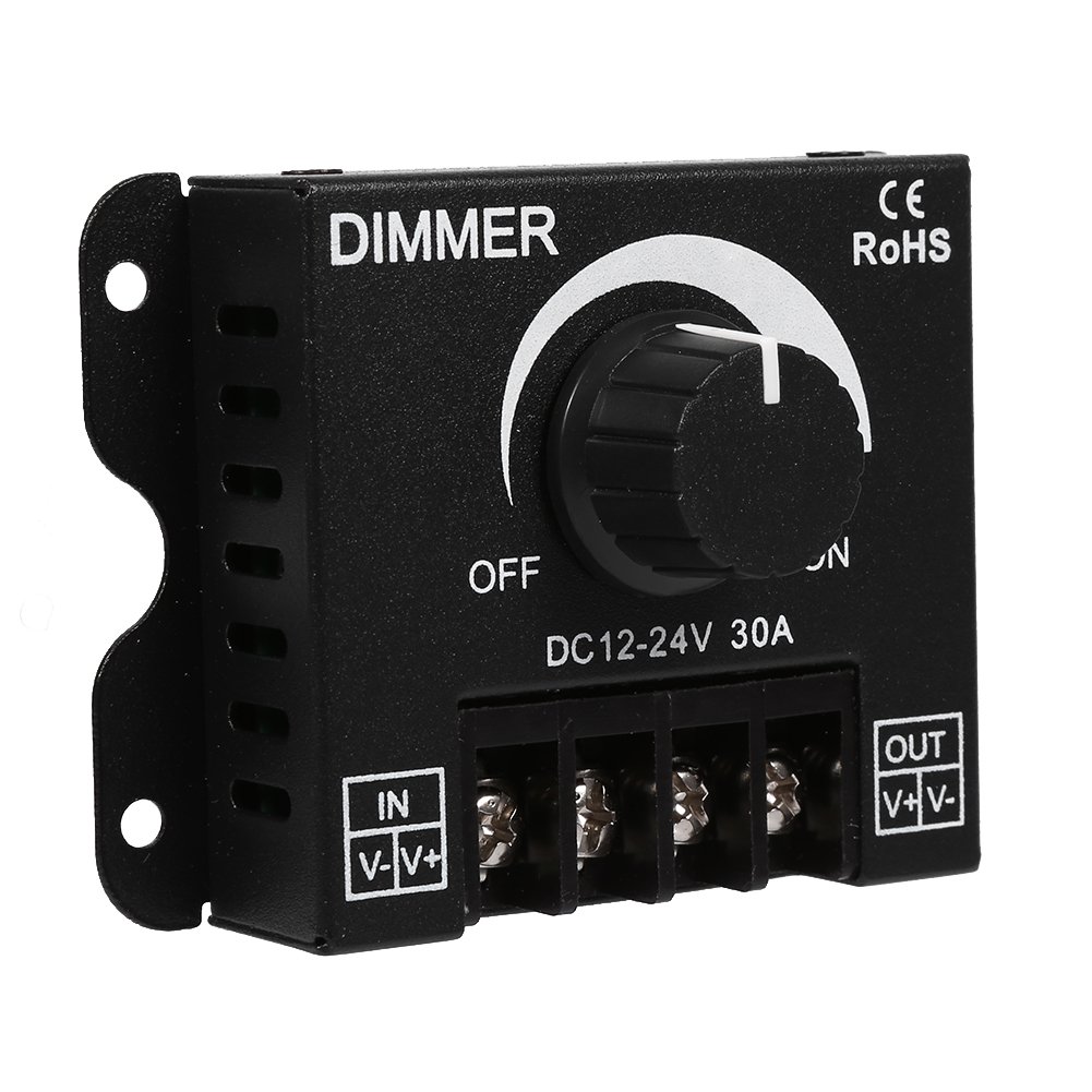 Goshyda Led Switch Dimmer, DC 12V-24V 30A Led Switch Dimmer Controller, with Knob Controller, for Adjust Brightness ON/Off Switch