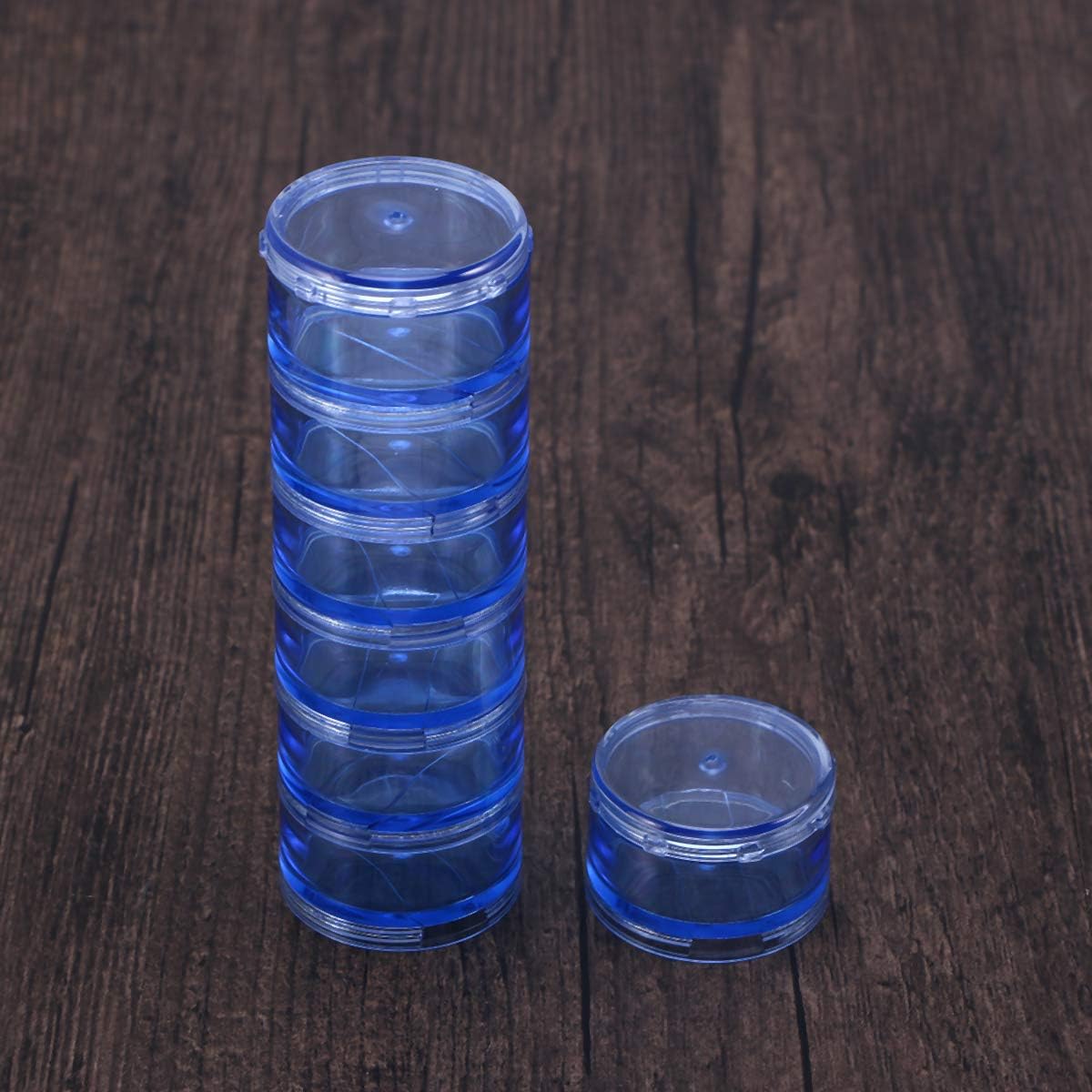 Healifty 7 Day Stackable Pill Box Weekly Medicine Organiser Dispenser Case Medication Tablet Container Blue - Image 4