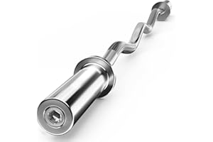 HOLLEYWEB Olympic Barbell Curl Bar EZ Bar Strength Training Bar Threaded Chrome Barbell Bar for Weightlifting, Hip Thrusts, Squats and Lunges