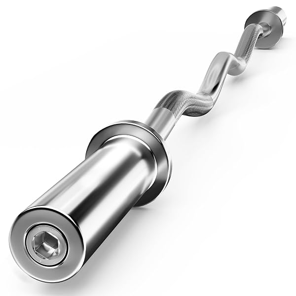 OLYMPIC EZ CURL BAR – 47IN/4FT FOR ARM WORKOUTS, BICEP CURLS, TRICEPS EXTENSIONS – COMPATIBLE WITH 2″ WEIGHT PLATES