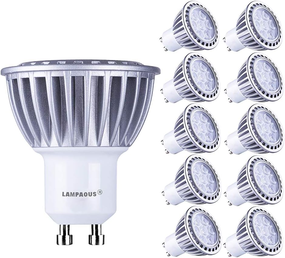 LAMPAOUS 2 Prong Light Bulb,GU10 LED Bulbs,MR16 Shape Recessed Track Light,LED Replacement for 70w Halogen Bulb,Non-Dimmable, Indoor Spot Light,6000k Cool White,7w,560lm,60° Flood Beam Angle,10pcs
