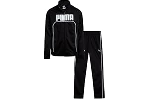 PUMA Boys Pants Set - 2 Piece Tricot Athletic Zip Up Jacket Sweatshirt and Active Jogger Pants - Boys Activewear Set (4-16)