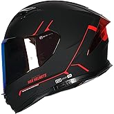 HAX Force Aerodynamic Full Face Helmet for Street & E-Bikes DOT & ECE Certified - Enhanced Dual Visor, Adult Size, Pinlock Ready Matte Black Red M