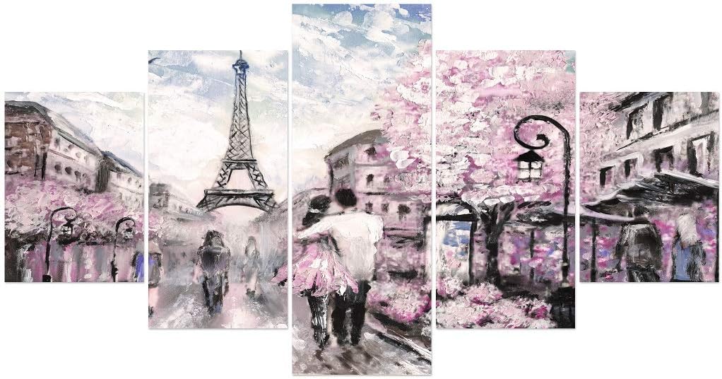 Romantic Paris Wall Decor for Bedroom Unframed Canvas Painting Wall Art for Living Room