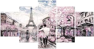 Romantic Paris Wall Decor for Bedroom Unframed Canvas Painting Wall Art for Living Room