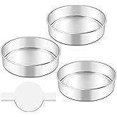 LIANYU 8 Inch Cake Pan Set of 3, Stainless Steel Round Baking Pans with 90 PCS Parchment Paper, Non Toxic Bakeware Tins for Layer Birthday Wedding Cake, Leak-proof & Dishwasher Safe