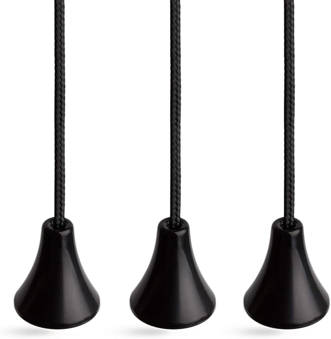 Pull Cord String for Bathroom Light or Ceiling Switches, Jet Black Cord and Acorn, Package of