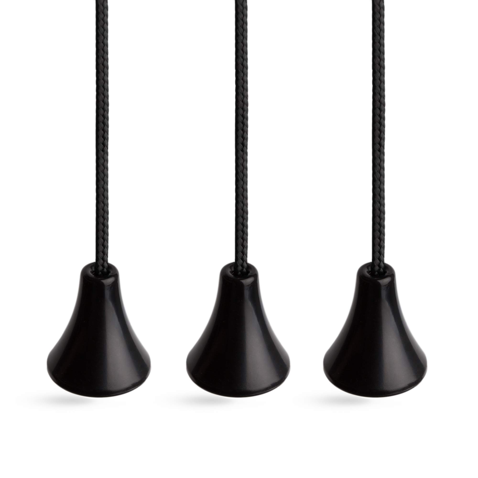 Pull Cord String for Bathroom Light or Ceiling Switches, Jet Black Cord and Acorn, Package of Three