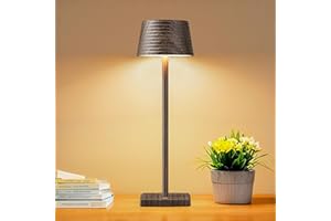 Barryca Cordless Rechargeable Table Lamp, 3 Color Temperature & Dimmable, IP54 Waterproof Battery Operated Portable LED Light for Outdoor, Patio, Restaurant, Bedside, Shower (Walnut)