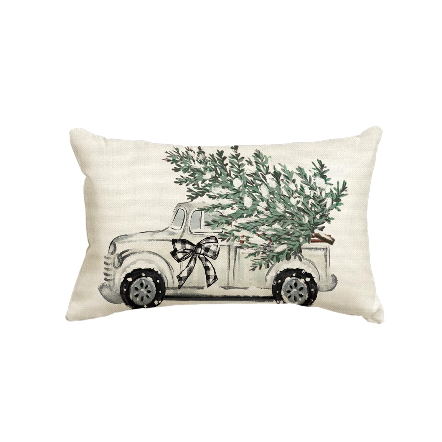 Artoid Mode Snow Tree Truck Merry Christmas Cushion Cover, 30x50 cm Xmas Winter Decorative Pillow Case Cover Sofa Living Room Outdoor Decor