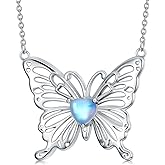 OUTANG Butterfly Necklace for Women 925 Sterling Silver Moonstone Butterfly Animal Pendant Ladies Jewelry Gifts