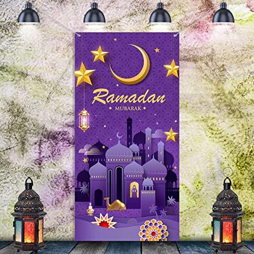 Ramadan Mubarak Decorations Door Banner Eid Mubarak Door Cover Fabric