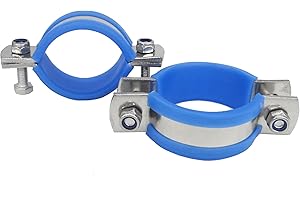 NOVSINO Stainless Steel Heavy Duty Flat Band Pipe Clamp with Rubber Cushion, Multipurpose Rigid Hose Clamp Bracket ID 45mm, Pack of 2