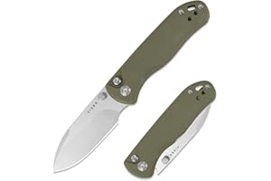 Kizer Drop Bear 2 Pocket Knife, 2.92" AEB-L Drop Point Blade Folding Knife with Olive Green G10 Handle, Button Liner Lock EDC Knives with Jimping on Spine for Men Women V3619.2CD2