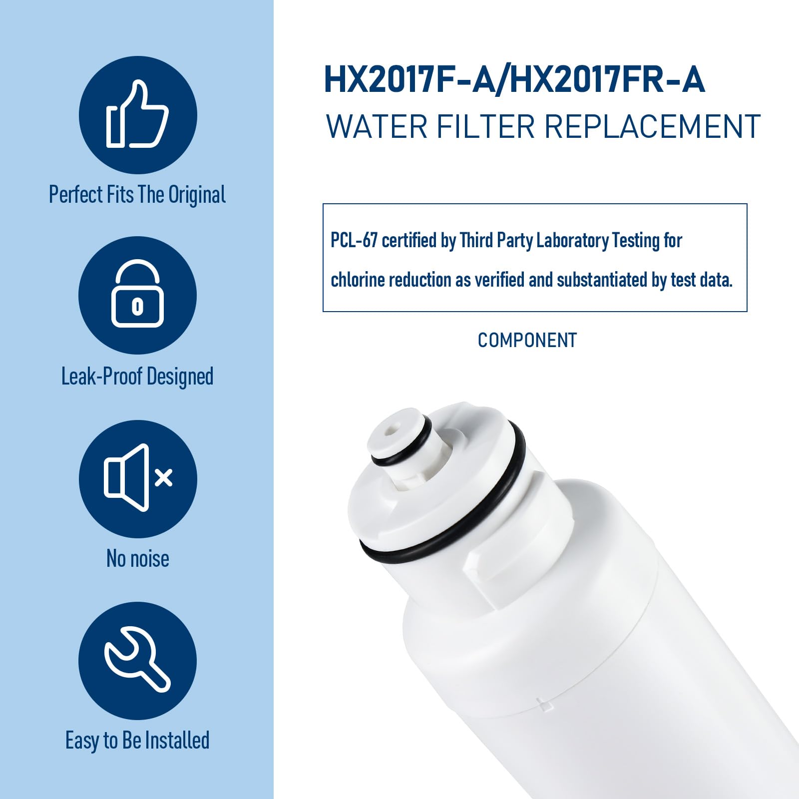 HX2017FR-A/HX2017F-A Water Filter, Compatible with Hisense® HRF266N6CSE1, HRF266N6CSE, HRF209N6CSE, HRF254N6TSE, HRF254N6DSE Twist-In Refrigerator Models (1 Pack)
