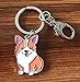 Feb.7 Welsh Corgi Dog Keychain - Corgi Keyring & Bag Charm - Dog Tag Gift (Silver)