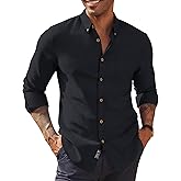 PJ PAUL JONES Men's Oxford Button Down Shirt Long Sleeve Regular Fit Business Casual Dress Shirts with Chest Pocket