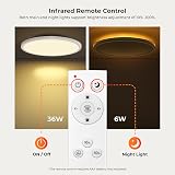 Matane LED Ceiling Light Dimmable 36W with Remote 3000K-6500K Night Light 2000K view 2