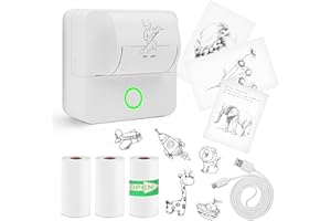 FAWAIKTU Mini Pocket Printer, Portable Mini Sticker Printer with 3 Roll Papers Wireless Bluetooth Mini Thermal Printer for Scrapbook Label Memo Receipts Sticky Note Printer Inkless Printer Gifts for Students