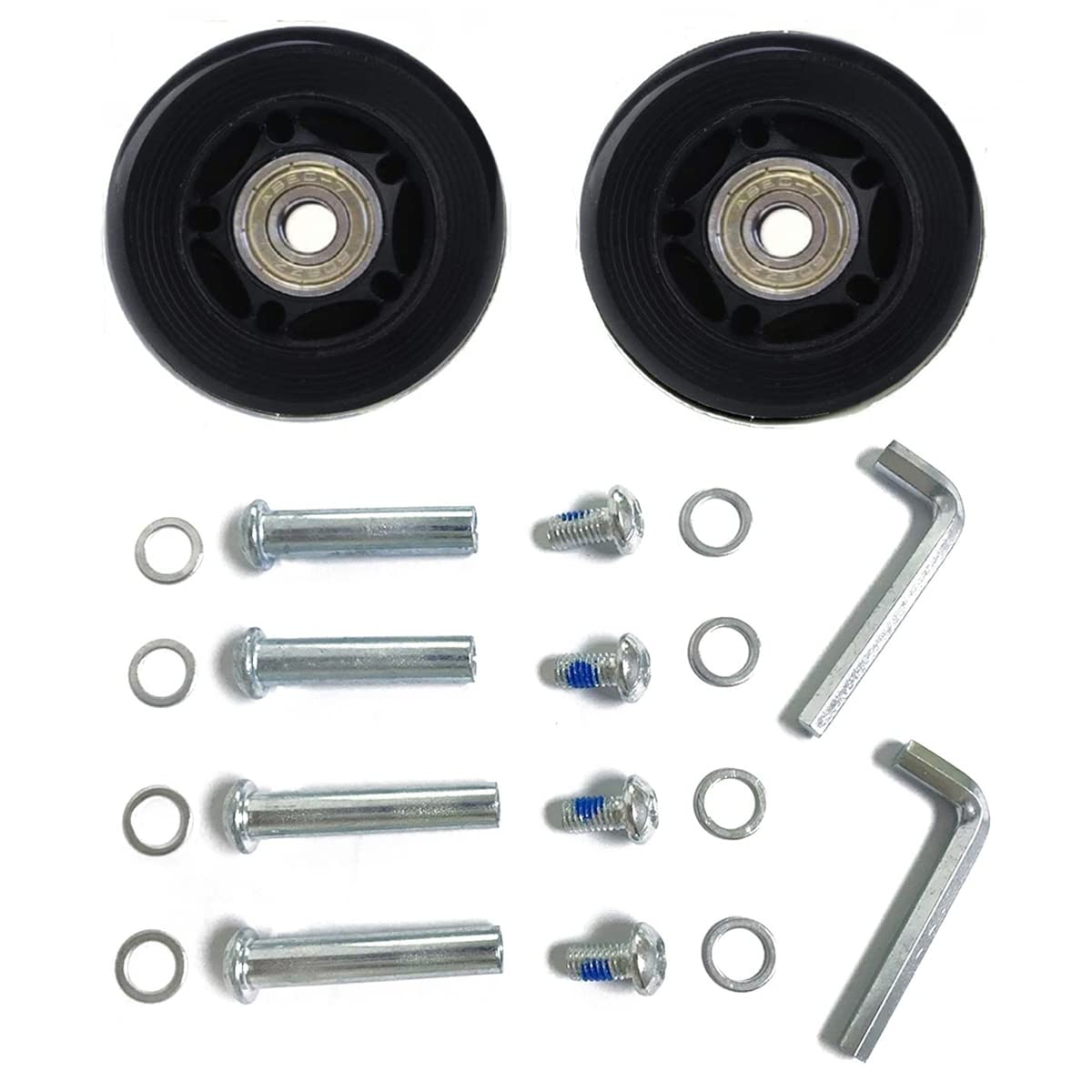 LOTOWELZON 2pcs Luggage Suitcase Replacement Wheels, 60mm Inline Outdoor Roller Skate Wheels with 8mm(0.31") Bearings 35mm 40mm Axles Wrenches Repair Set (OD60xTHK18mm/2.36"x0.7")
