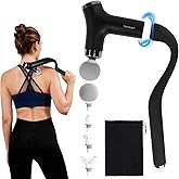 patpaw Detachable Deep Tissue Massage Gun with Extendable Handle, 12-Speed Percussion Back Massager for Hard to Reach Shoulders & Mid Back, 8mm Stroke Muscle Massager with LCD Display & 4 Heads-Gifts