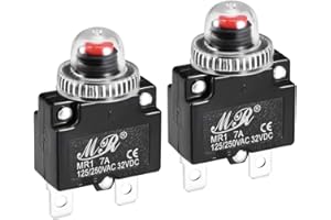 uxcell Thermal Circuit Breakers 7A 125/250V AC 32V DC Push Button Reset Overload Protector Switch with Waterproof Cap 2 Pcs