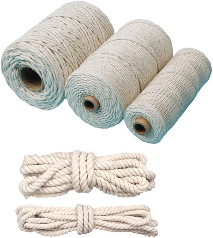 Diameter 1mm to 10mm Macrame Cord, Strong Cotton Macrame String for DIY Crafts Gifts Wall Hanging Plant Hanger Home (3MM x 100Meters)