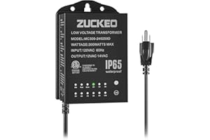 ZUCKEO 300W Low Voltage Landscape Transformer with Timer & Light Sensor, Outdoor Landscape Lighting Transformers Waterproof, 120V AC to 12V/14V AC for LED Spotlight Pathway Yard Garden Flag Light