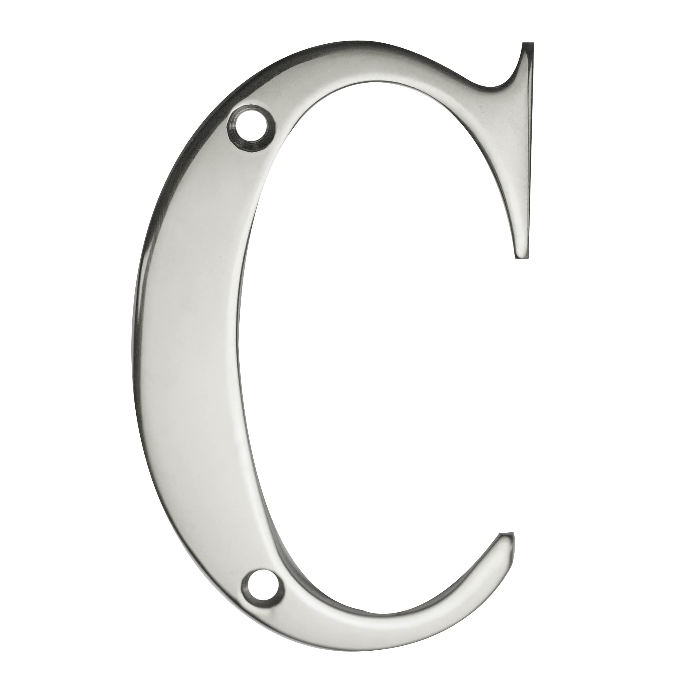 UAP House Numbers - 3 Inch Door Numbers Screw Fix For Front Door, Address Number Screw On For Doors And Gates, Letter Times Roman Font (Letter C, Mirror Polished)