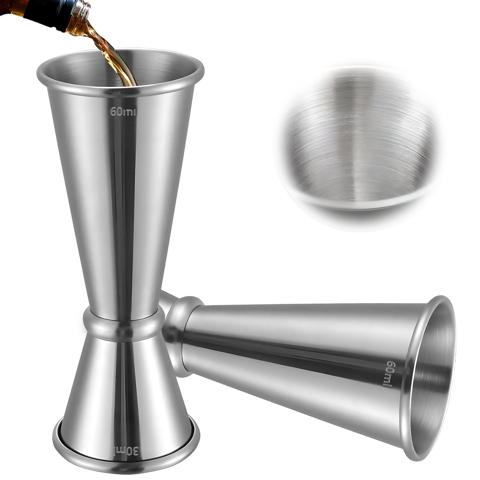 Delgeo Premium Stainless Steel Cocktail Jigger - Professional Bartender's Choice for Cocktail Measure & Wine Measure, Precise Drinks Measures for Spirits with Single/Double Capacity 1oz/2oz — image 1