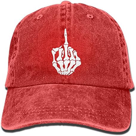 Skeleton Middle Finger Retro Washed Dyed Cotton Adjustable Denim Cowboy Cap