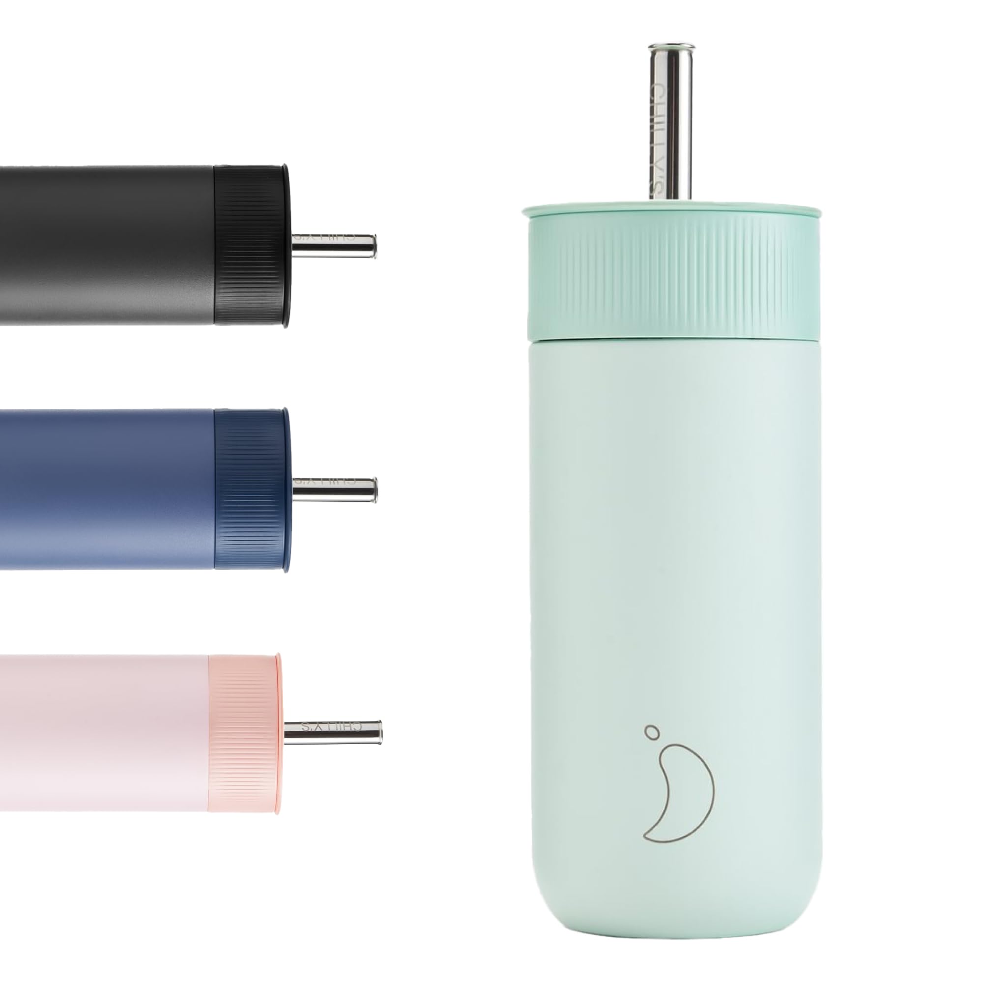 Chilly's Switch - BPA-Free Stainless Steel Switch Cup with Wide Straw for Milkshakes and Bubble Tea - Double Walled, Vacuum Insulated - Lichen Green, 500ml