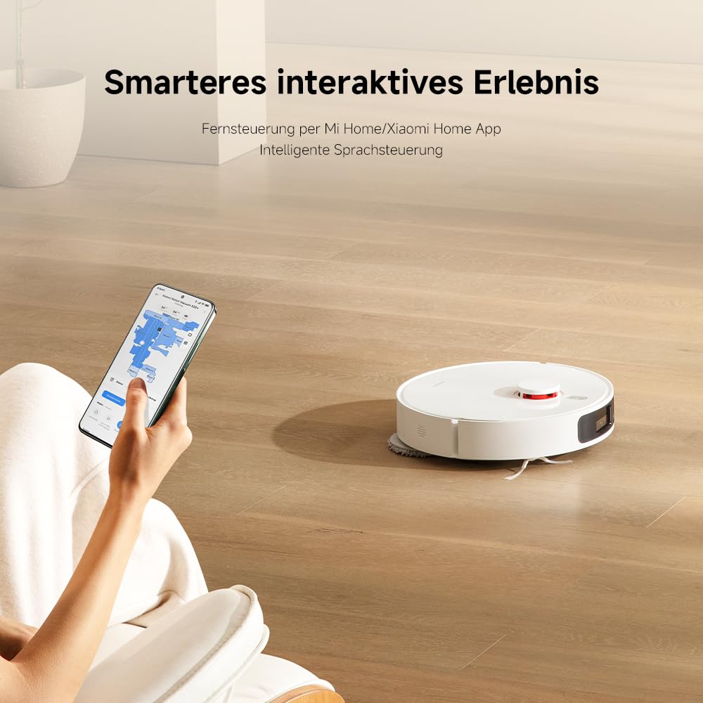 Xiaomi Robot Vacuum X20+ Saugroboter mit Absaugstation und 4L/4L Frisch- & Altwassertank - 2 rotierende, Auto-Trocknung Wischmops, Bis 280m² wischen, 6000Pa Saugkraft, LDS-Navigation, Alle Bodentypen