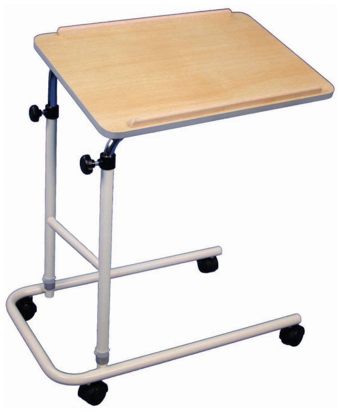 Aidapt Overbed and Chair Table Desk With Hygienic Laminated Easy Clean Top, Height and Angle Adjustment For Writing, Eating, Reading and Hobbies With Easy Move Castors with Brakes.