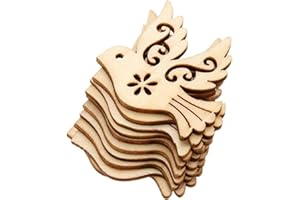 JUNFAMILEE 10Pcs Brown Wooden Peace Dove Ornaments Crafts Home Christmas Tree Hanging Decorations Decorative Hanging Ornaments