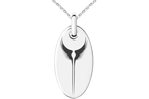 Tioneer Stainless Steel Rise of The Valkyrie Small Oval Charm Pendant Necklace
