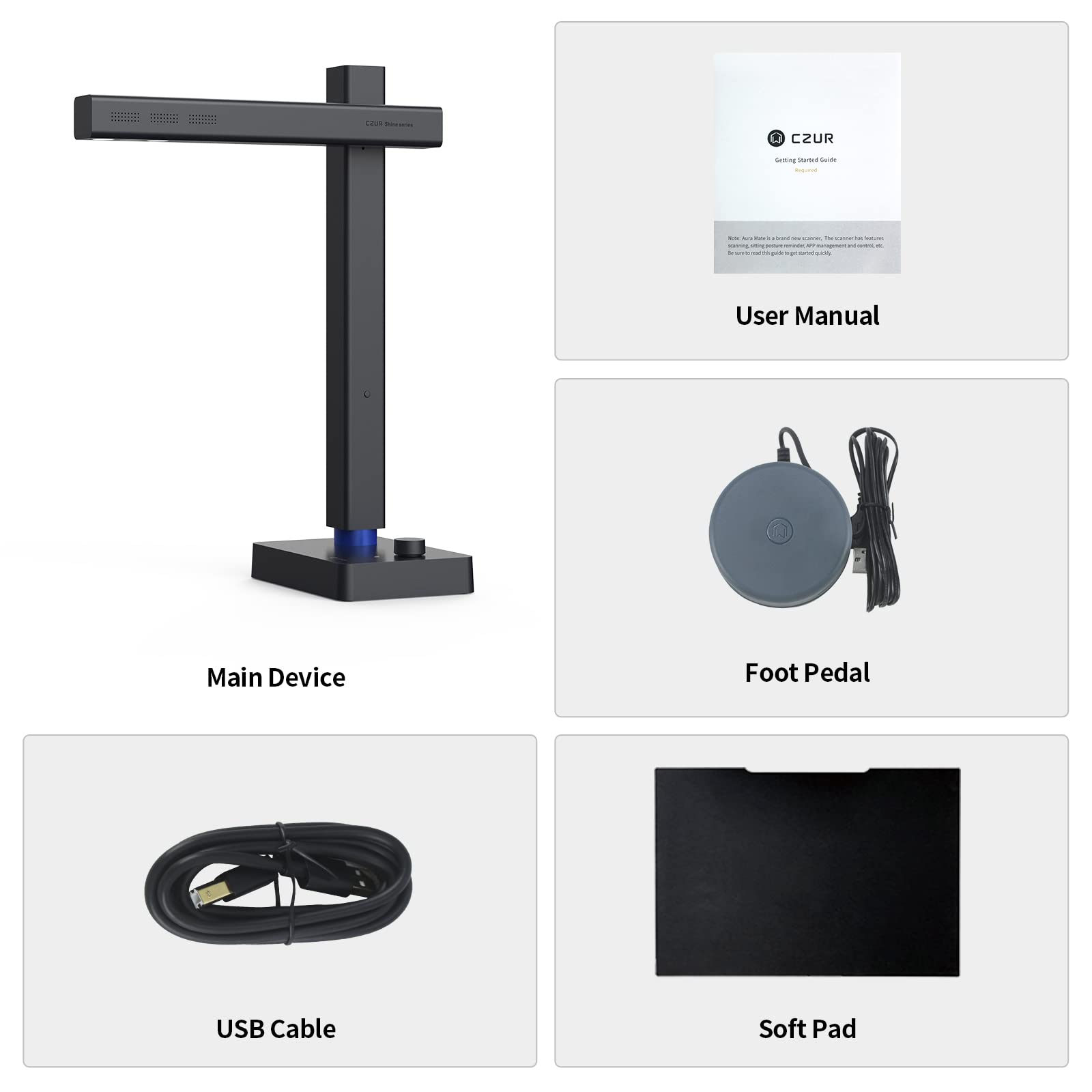 CZUR Shine800 Pro Portable Document Scanner, 8MP Document Camera, OCR Multi-Language Recognition, USB Doc Camera for Live Demo, Web Conferencing, Remote Teaching, for Mac OS&Windows