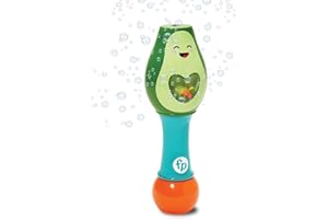 Little Kids Fisher-Price Toddler Toy Shake and Go Bubble Maraca 2-in-1 No Spill Bubble Wand and Musical Toy Maraca | Ages 18+ Months | Includes 4oz of Non-Toxic Bubble Solution