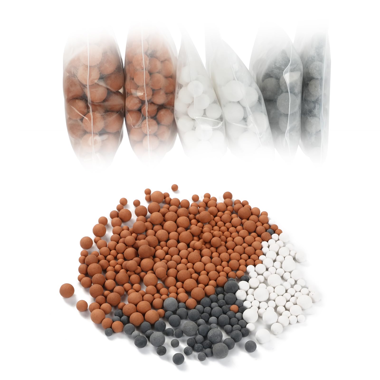 Vicloon 6 Packs Mineral Balls Negative Ion, Replacement Bio-Active Stone, pH Balance Tourmaline Balls Showerhead Filter Refill Kit,Remove Chlorine, Fluoride, Impurities and Hard Water