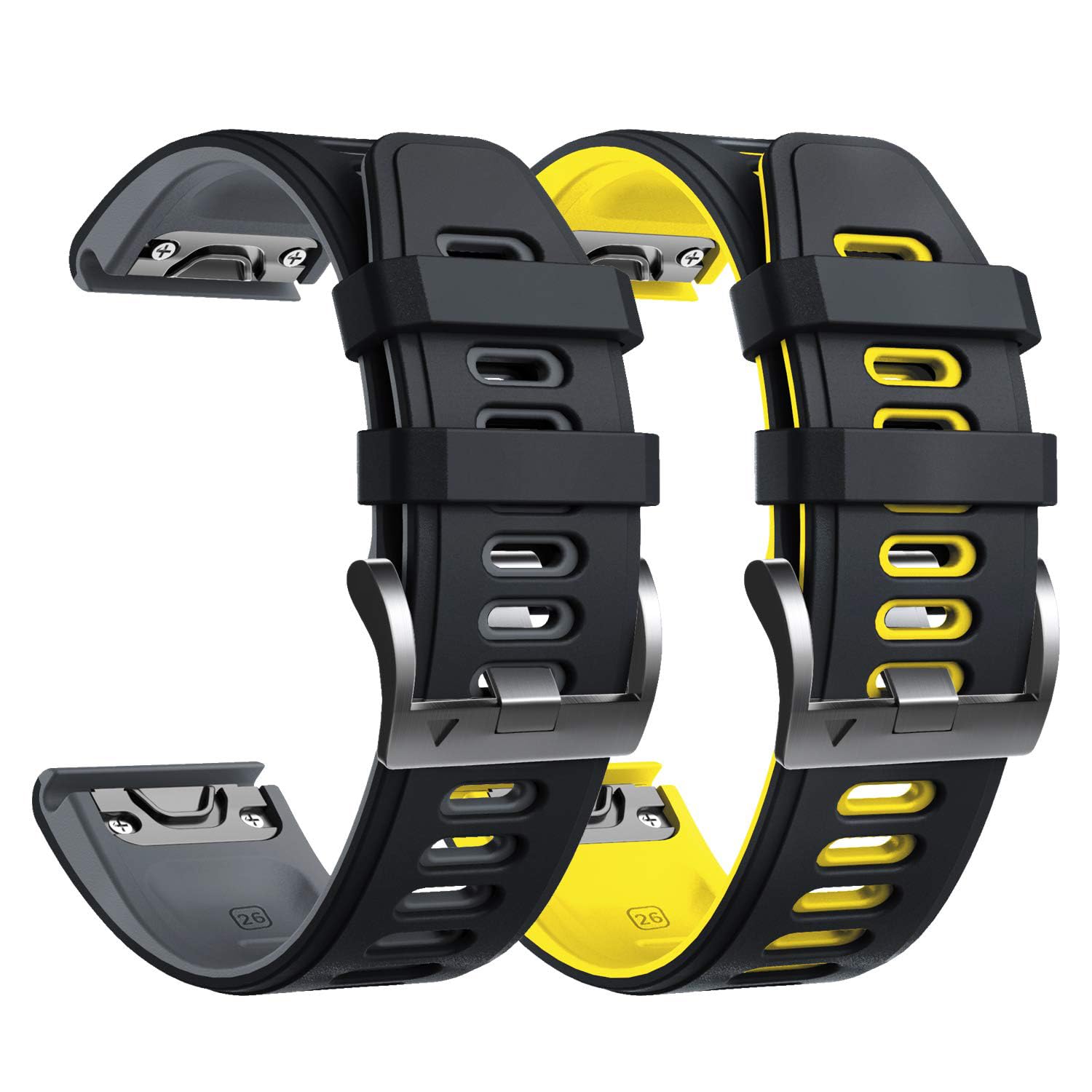 NotoCity Strap for Fenix 5x/6x/7x, 26mm Silicone Strap for Fenix 5x Plus/6x Pro/7x Pro/Fenix 3/HR, Descent MK1/2/3, Instinct 2X, Epix Pro, Enduro/2(7 pack)