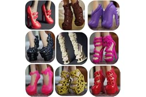 DOUBLEWOOD 10 Pairs Assorted Doll Shoes Accessories for Doll Fashion High Heels Sandals Boots Shoes Accessories Pack Gift