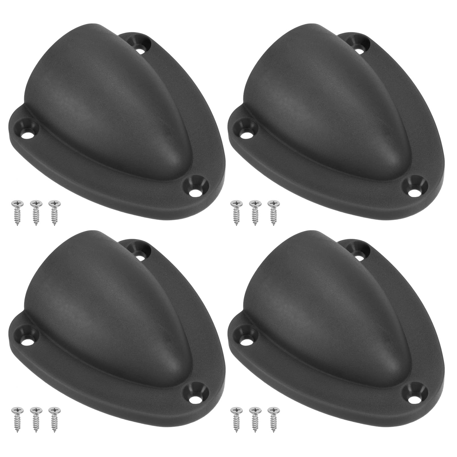 PATIKIL 2-1/2" Nylon Marine Wire Cable Vent Cover, 4 Pcs Plastic Clam-shell Vent Cap with Installation Screws for Boat Yacht, Black